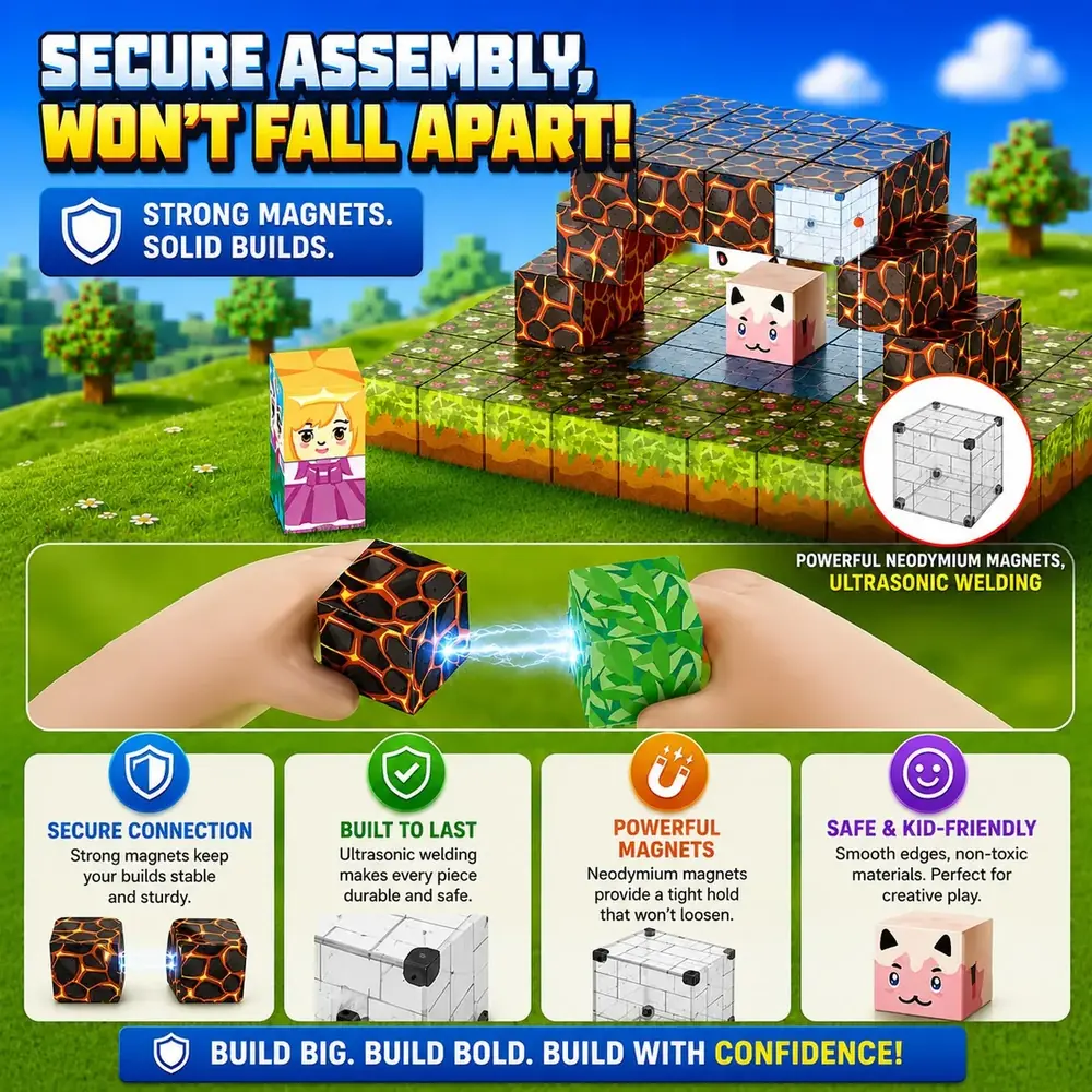Secure assembly — strong neodymium magnets and ultrasonic welding